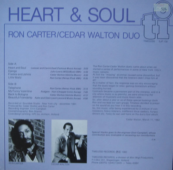 Ron Carter / Cedar Walton Duo - Heart &amp; Soul