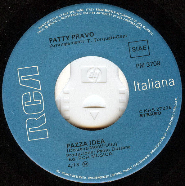 Patty Pravo -Pazza Idea / Morire Tra Le Viole