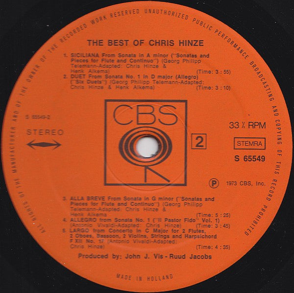Chris Hinze -The Best Of Chris Hinze