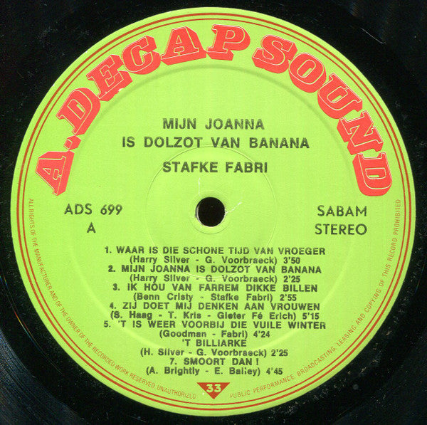 Stafke Fabri -Mijn Joanna Is Dolzot Van Banana