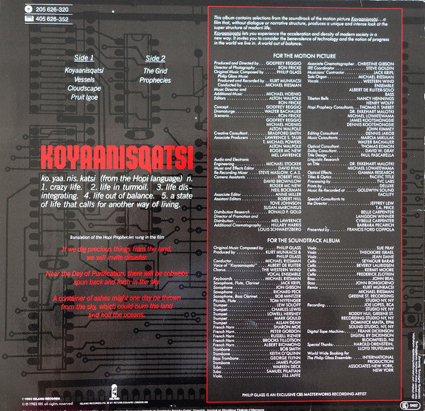 Philip Glass -Koyaanisqatsi (Original Soundtrack Album From The Film)