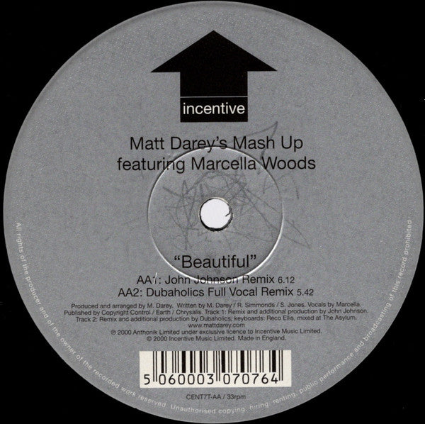 Matt Darey's Mash Up* Featuring Marcella Woods -Beautiful (Mixes By Matt Darey, John Johnson & Dubaholics)