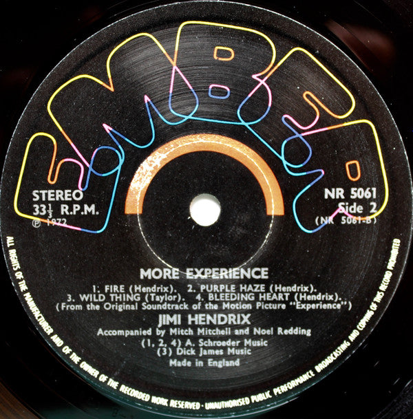 Jimi Hendrix - More  "Experience" Jimi Hendrix (Titles From The Original Sound Track Of The Feature Length Motion Picture) (Volume Two)