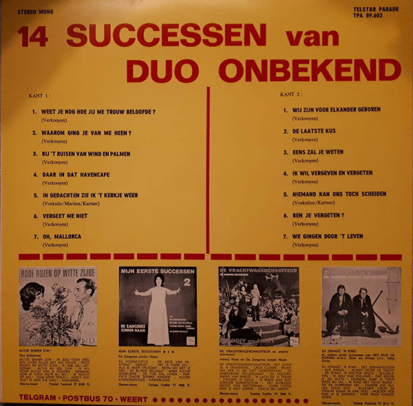 Duo Onbekend -14 Successen Van Het Duo Onbekend