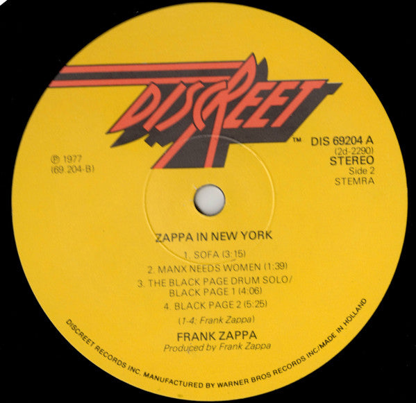 Frank Zappa -Zappa In New York
