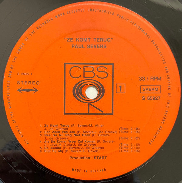 Paul Severs -Ze Komt Terug