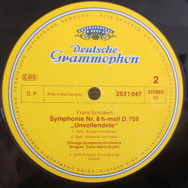 Schubert* - Chicago Symphony Orchestra • Carlo Maria Giulini - Symphonien No.8 »Unvollendete« • »Unfinished«, No.4 »Tragische« • »Tragic«