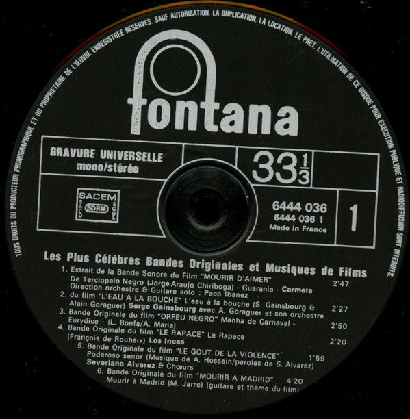 Various - Les Plus Célèbres Bandes Originales Et Musiques De Films