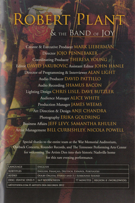 Robert Plant &  The Band Of Joy* -Live From The Artists Den