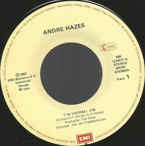 André Hazes -'t Is Voorbij