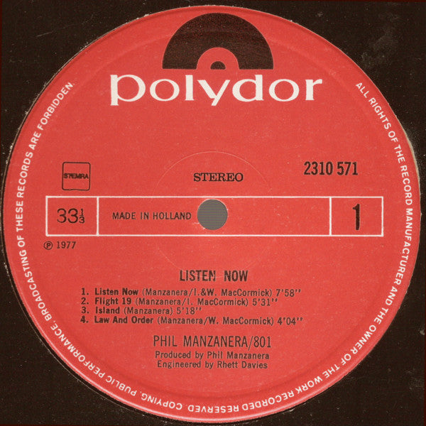 Phil Manzanera / 801 -Listen Now