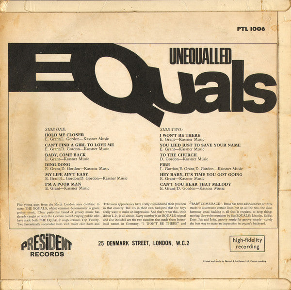 The Equals -Unequalled Equals