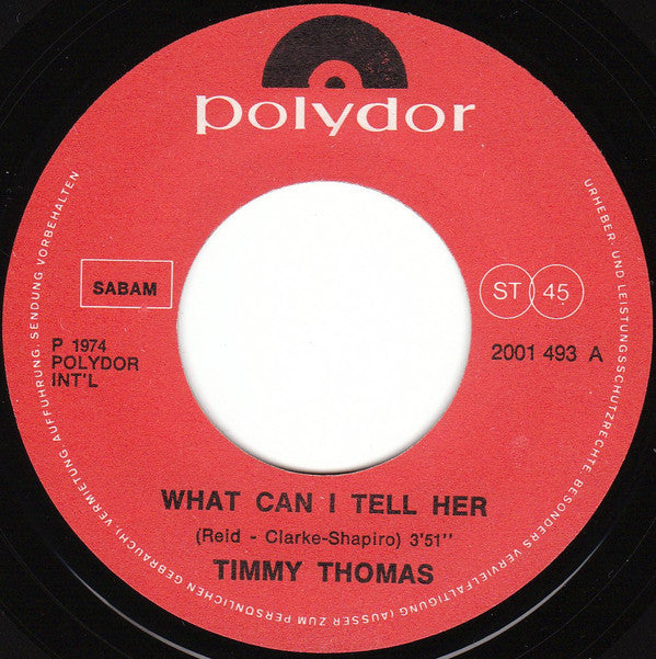 Timmy Thomas -What Can I Tell Her / Opportunity