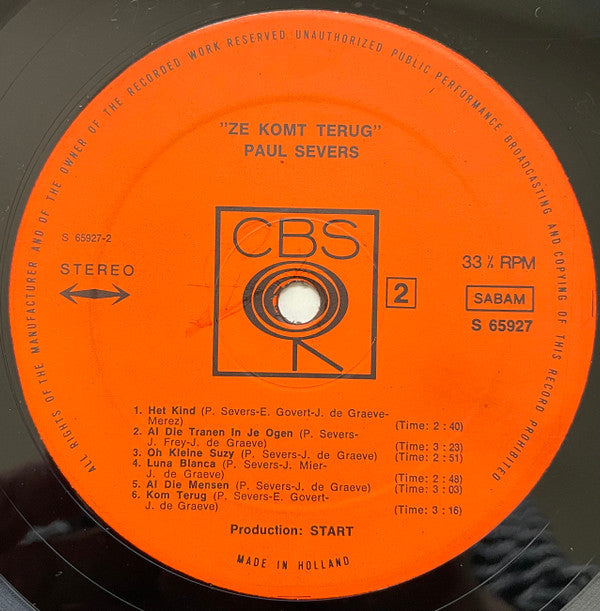 Paul Severs -Ze Komt Terug