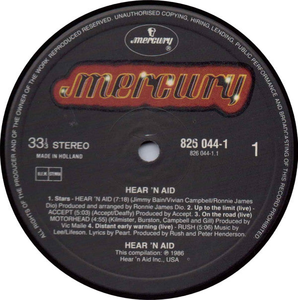 Hear 'n Aid* -Hear 'n Aid (An All-Star Album For Famine Relief)