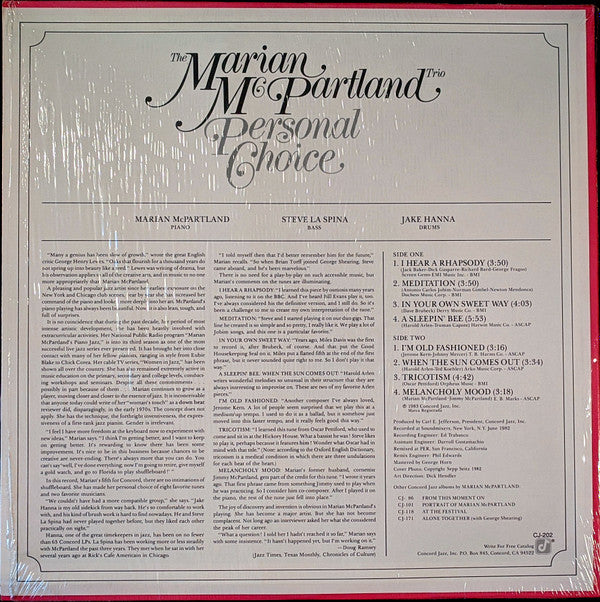 The Marian McPartland Trio* - Personal Choice