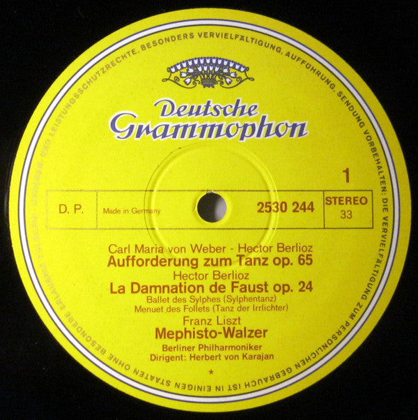 Herbert von Karajan, Weber* · Berlioz* · Liszt* · Smetana* · Dvořák*, Berliner Philharmoniker - Aufforderung Zum Tanz = Invitation To The Dance