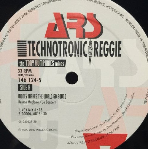Technotronic Featuring Reggie -Money Makes The World Go Round (The Tony Humphries Mixes)