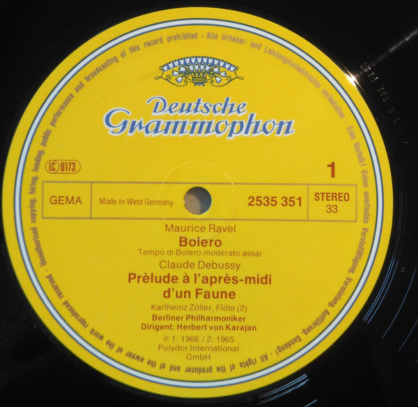 Ravel*, Debussy*, Berliner Philharmoniker · Herbert von Karajan - Ravel: Bolero · Debussy: La Mer · Prèlude À L'Après-midi D'Un Faune