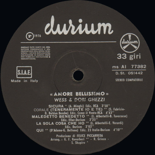 Wess And Dori Ghezzi -Amore Bellissimo