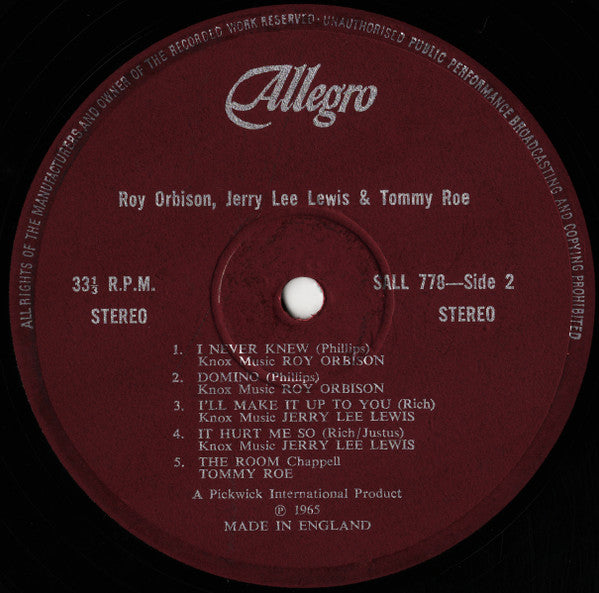 Roy Orbison, Jerry Lee Lewis & Tommy Roe -Roy Orbison Sings