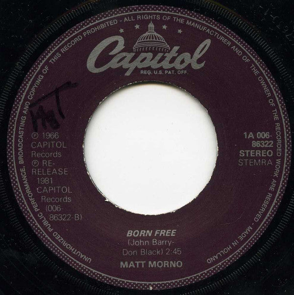 Matt Monro -Honey On The Vine / Born Free