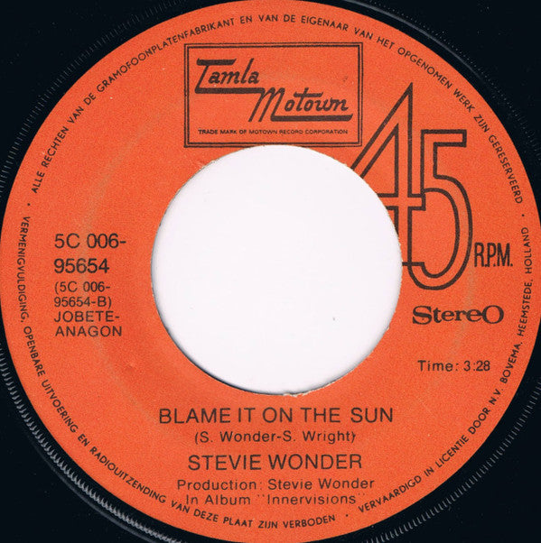 Stevie Wonder - He's Misstra Know It All / Blame It On The Sun