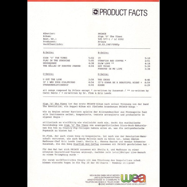 Prince - Sign "O" The Times