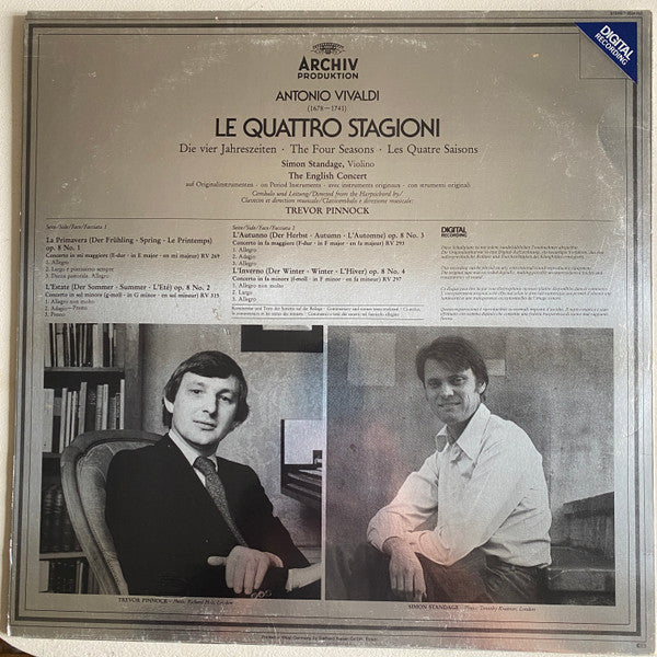 Antonio Vivaldi, The English Concert, Simon Standage ∙ Trevor Pinnock -Le Quattro Stagioni