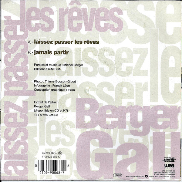 Berger* / Gall* - Laissez Passer Les Rêves