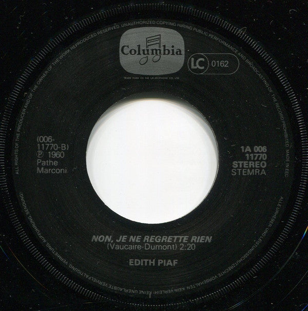 Edith Piaf -Milord / Non, Je Ne Regrette Rien