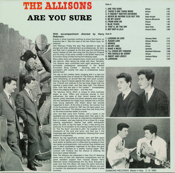 The Allisons - Are You Sure