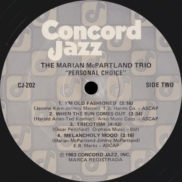 The Marian McPartland Trio* - Personal Choice