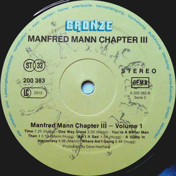 Manfred Mann Chapter Three -Manfred Mann Chapter III − Volume 1