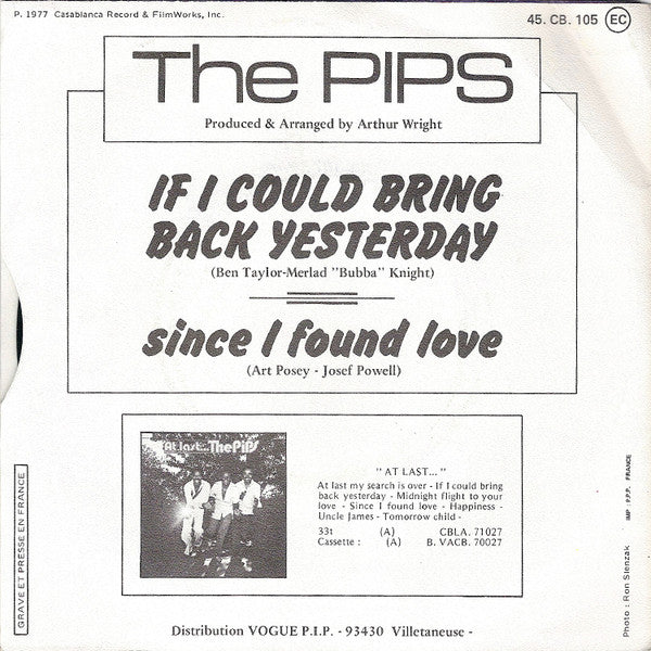 The Pips -If I Could Bring Back Yesterday