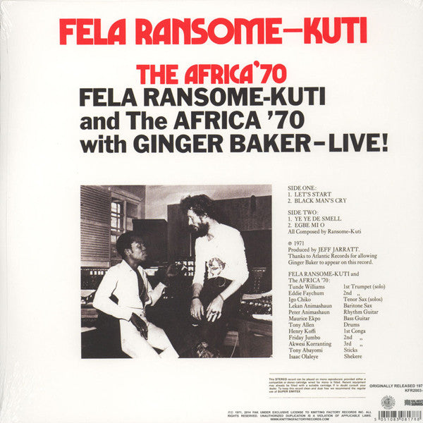 Fela Ransome-Kuti* And The Africa 70* With Ginger Baker -Live!