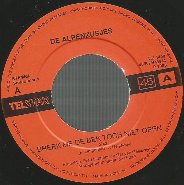 De Alpenzusjes -Breek Me De Bek Toch Niet Open