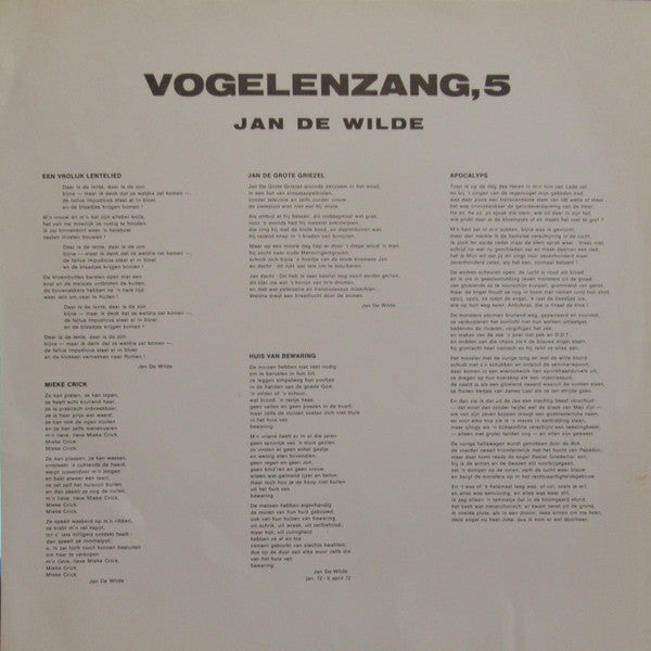 Jan De Wilde -Vogelenzang, 5