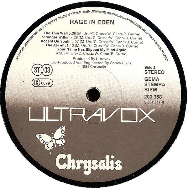 Ultravox -Rage In Eden
