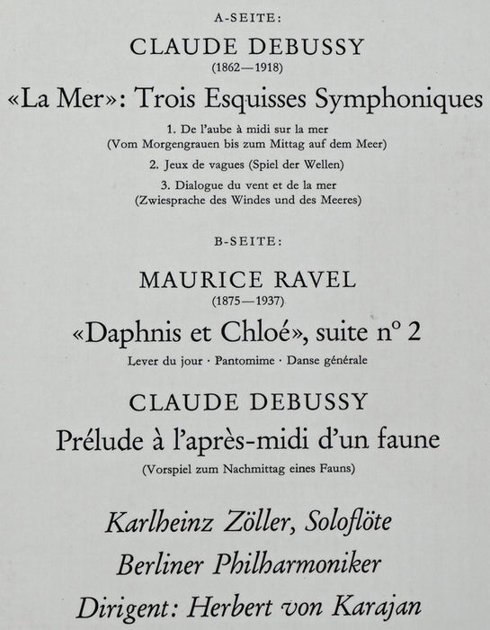 Debussy* / Ravel* - Berliner Philharmoniker · Herbert von Karajan -La Mer · Prélude À L'Après-Midi D'Un Faune / Daphnis Et Chloé, Suite N° 2