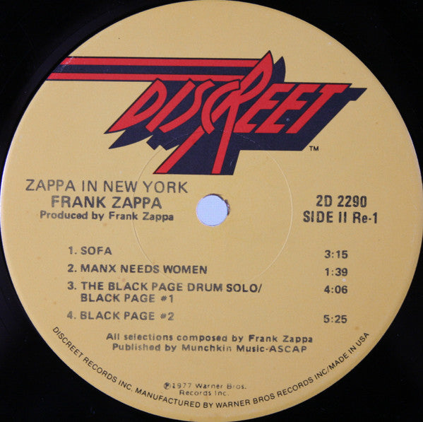 Frank Zappa -Zappa In New York