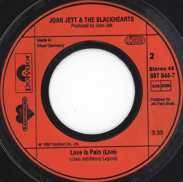 Joan Jett And The Blackhearts* -I Hate Myself For Loving You