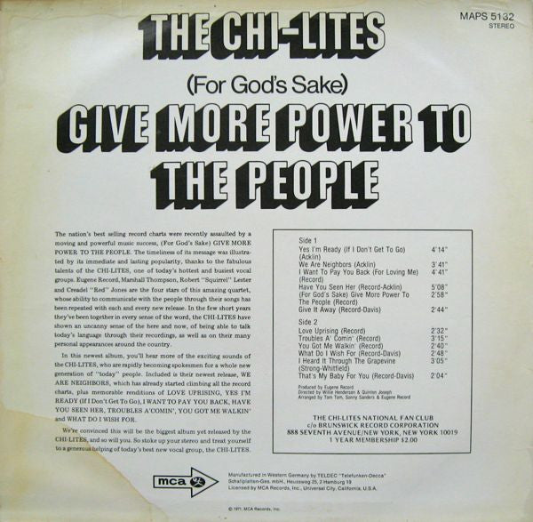 The Chi-Lites -(For God's Sake) Give More Power To The People