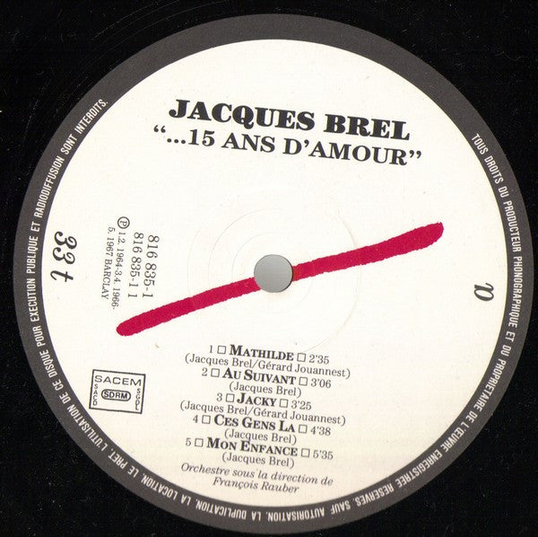 Brel* -Quinze Ans D'Amour