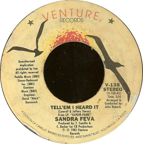 Sandra Feva -Tell'em I Heard It / Butterfly