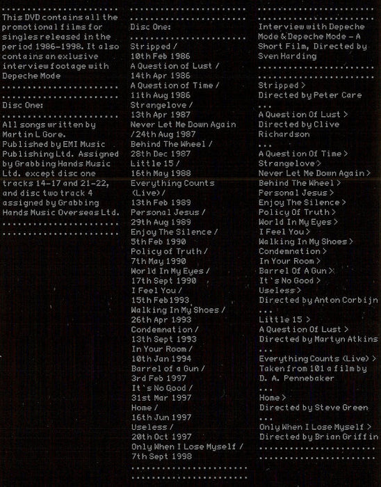 Depeche Mode -Videos 86>98 +