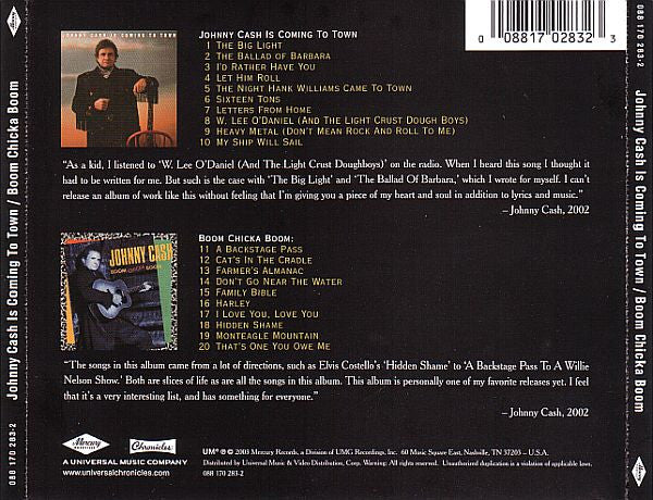 Johnny Cash -Johnny Cash Is Coming To Town / Boom Chicka Boom