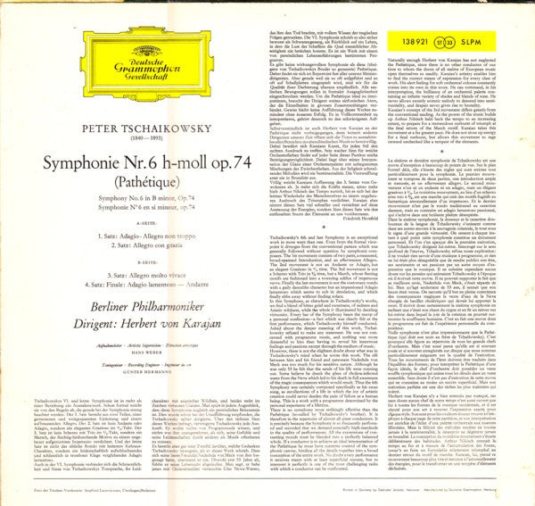 Peter Tschaikowksy* - Berliner Philharmoniker · Herbert von Karajan -Symphonie Nr.6 h-moll »Pathétique«