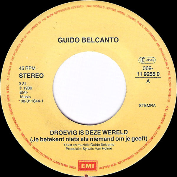 Guido Belcanto -Droevig Is Deze Wereld