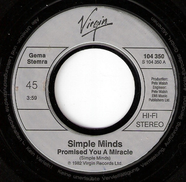 Simple Minds -Promised You A Miracle